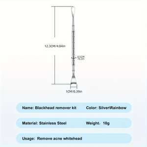 Premium Quality Face <b>Blackhead</b> Remover Tool Stainless Steel Dual-Head Acne Extractor Needle with Pink Gradient Handle - Product Image 3