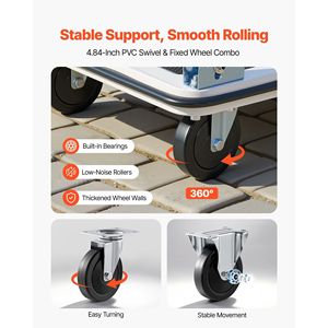 Carrello Pieghevole con Capacità di Carico di 300 kg, Piattaforma Ribaltabile con Ruote Girevoli, Carrello a Mano e Trolley per Trasporto - Product Image 3