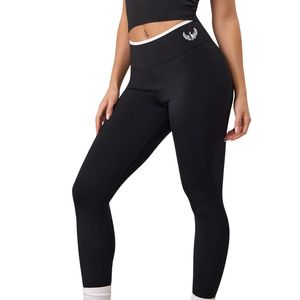 Legging sculptant noir contrastant taille haute pour femme – Pantalon de yoga extensible, tenue de sport, collant d'entraînement, vêtements de fitness - Product Image 2
