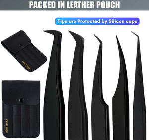 Juego de Pinzas Profesionales para Pestañas con Punta de Fibra 90 °   Pinzas para Extensión de Pestañas de Acero Inoxidable, Herramienta para Volumen de Pestañas - Product Image 6