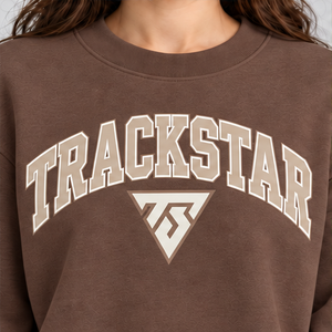 Women's Brown Solid Color Varsity Letter <b>Crewneck</b> Sweatshirt Long Sleeve Custom Logo - Product Image 5