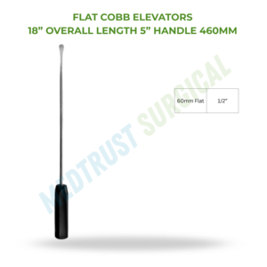 Élévateurs plats Cobb 18 pouces 460 mm – Instrument chirurgical pour la neurochirurgie de la colonne vertébrale, pour l'élevation des tissus vertébraux et la dissection osseuse - Product Image 2