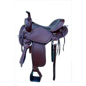 Selle de cheval western artisanale haut de gamme en cuir véritable, équipement d'équitation confortable et durable pour la randonnée et l'entraînement équestre - Product Image 3