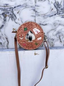 Nuevo Bolso Redondo de Cuero con Diseño Artesanal, Estilo Bohemio, de Piel de Vaca, Hecho a Mano, Estilo Occidental, Multiusos - Product Image 4