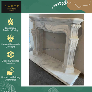 Chimenea de Pared de Mármol Art Deco Moderna con Marco de Piedra Tallada a Mano de Lujo y Calidad Superior para Interiores del Hogar - Product Image 3