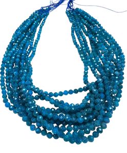Neon Apatite 4.5mm Faceted Round Beads <b>Blue</b>/Teal Color Third Party Appraisal Ready to Ship for <b>Necklace</b> Making - Product Image 3