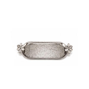 Floral Handle Serving <b>Tray</b> Polished Metal Finish Residential Use - Product Image 2
