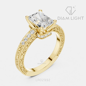 Bague de fiançailles et d'anniversaire fantaisie en or blanc 14 carats avec diamant de laboratoire taille radiant de 1,98 carat, couleur F+, clarté VS+, certifié IGI - Product Image 4