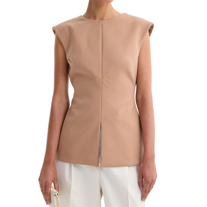Chaleco Corto sin Mangas para Mujer, Transpirable, de Punto, con Botones, sin Cuello, Sexy y Elegante, en Color Taupe - Product Image 5