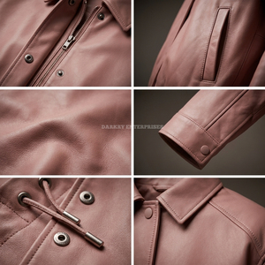 Fabricant de vestes en cuir personnalisées pour hommes, vente en gros, col rabattu lisse, cordon de serrage à l'ourlet, vêtements d'extérieur coupe-vent, veste de coach - Product Image 6