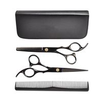 Ensemble de ciseaux de barbier professionnels en acier inoxydable japonais, manche ergonomique décalé, ciseaux à effiler les cheveux