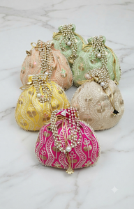 Indian Ethnic Zari Embroidered <b>Wedding</b> Return Gift Pouch Festive Handbag potli <b>Bags</b> - Product Image 3