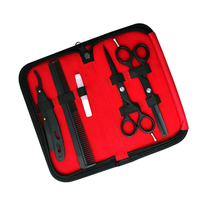Ensemble de ciseaux de barbier professionnels OEM de haute qualité en acier inoxydable, lames aiguisées de sécurité, lames de 6 pouces, kit de coupe de cheveux noir