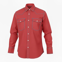 Camisa de Trabajo Occidental Ignífuga 2026 para Hombre, Manga Larga, Triple Costura, Algodón Twill Resistente, Transpirable y de Secado Rápido