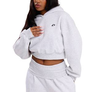 Sudaderas Cortas con Capucha para Mujer, 100% Algodón, Felpa, Hombros Caídos, Estilo Deportivo, Personalizables con Logotipo, Ropa Urbana de Secado Rápido - Product Image 1