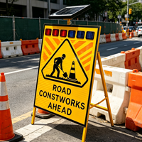 Panneau d'avertissement de travaux routiers, double face, en aluminium, réfléchissant de qualité diamant, pour la sécurité des travaux de construction routière