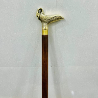 Bastón de Paseo Multifuncional Hecho a Mano en Madera de Palisandro Pulido con Mango de Latón en Forma de Cisne