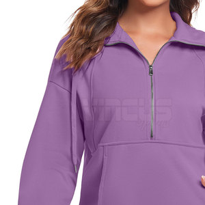Sweat-shirt pour femme respirant et confortable, personnalisé, design sur mesure, manches longues, sweat-shirt à demi-zip pour femme - Product Image 5