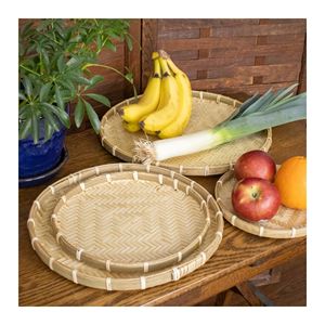 Handmade Eco Friendly Bamboo Woven Serving <b>Tray</b> Round Display <b>Tray</b> for Fruit Bread <b>Tea</b> Coffee and Restaurant Use - Product Image 6