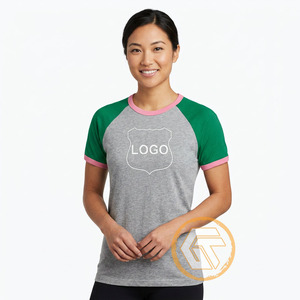 Alpha en gros |   Kapa T-shirt pour femme, vêtements de sororité, jersey de coton, T-shirt respirant de haute qualité, rose et vert - Product Image 3