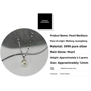 Collier pendentif tendance en perles d'eau douce AAAA avec chaîne en argent sterling pour femme, idéal pour les fêtes, mariages, usage quotidien, ou comme cadeau - Product Image 6