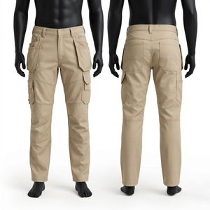 Premium Cotton Polyester Corduroy 240 GSM Khaki Eco-Friendly Waterproof Cargo <b>Work</b> <b>Pant</b> Utility Trousers Multi Pocket Knee - Product Image 1