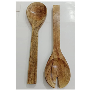 Juego de Servidores de Ensalada de Madera, Tenedores y Cucharas Seguros para Alimentos, Servidores de Ensalada de Madera Tallados a Mano, Cubertería Premium, Colección de Cucharas para Bodas - Product Image 2