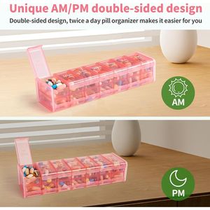Organizzatore Settimanale di Pillole Extra Large per 7 Giorni, Portapillole XXL con Scomparti AM PM per 2 Somministrazioni al Giorno - Product Image 2