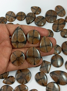 Cabochons de Chiastolite Naturelle de Qualité Supérieure, Formes Mixtes, Cristal Poli, Pierre Précieuse Marron pour la Fabrication de Pendentifs et Bijoux en Argent - Product Image 5