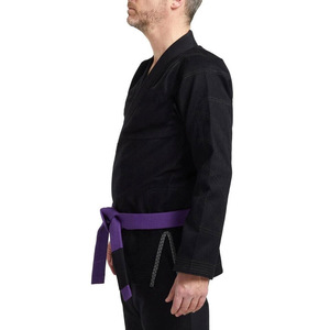 Kimono de BJJ Black Leaf pour homme, en coton noir, avec ceinture violette, coupe classique, vêtements d'arts martiaux pour adultes - Product Image 4