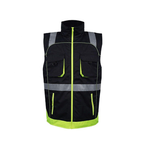Gilet de sécurité haute visibilité unisexe en polyester, vêtement de travail réfléchissant léger pour l'extérieur avec fermeture éclair et poches - Product Image 3