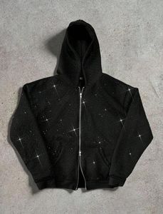 Custom <b>Rhinestone</b> Zip Up Hoodie Men Women Streetwear Crystal Embroidery Hooded Sweatshirt Full Zip Casual <b>Jacket</b> - Product Image 5