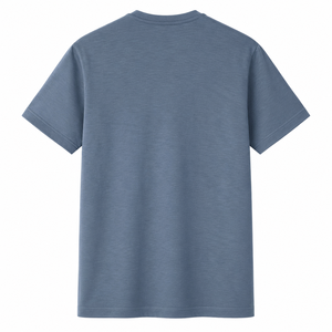 T-shirt personnalisé bleu ardoise uni à col rond pour homme, 100 % coton mélangé, respirant, manches courtes, décontracté, vente en gros - Product Image 5