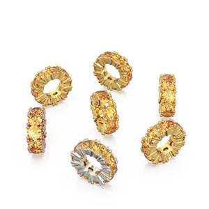 จี้รูปวงกลมทองคำอิตาลี 14k ประดับซิทริน, จี้รูปวงล้อซิทรินสีทอง, ที่ใส่จี้ทรงกลม, อัญมณีทรงกลมแบบ Eternity เดือนพฤศจิกายน - Product Image 6