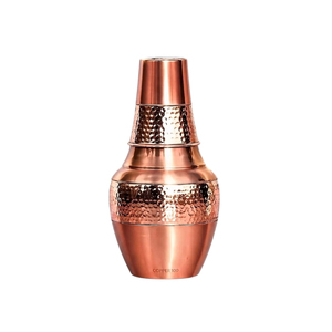 Premium Pure Copper Carafe Water <b>Bottle</b> With Built In Cup Plain Hammered Ayurvedic Bedside Drinking Flask - Product Image 1