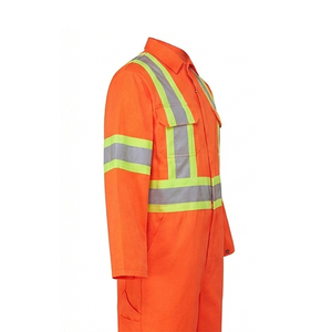 Combinaisons de travail de sécurité imperméables en microfibre réfléchissante orange haute visibilité avec bandes argentées pour usage industriel unisexe - Product Image 3
