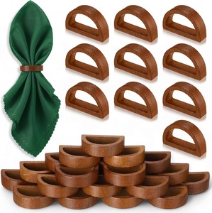 Anneaux de serviette en bois faits à la main, boucles porte-serviettes de table, anneaux de serviette semi-circulaires style ferme pour les réunions de Noël et l'usage quotidien - Product Image 1