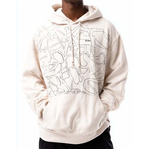 Sweat-shirt à capuche surdimensionné marron personnalisé pour homme avec poche avant et imprimé abstrait, vêtement décontracté d'automne, 100% coton French Terry - Product Image 3