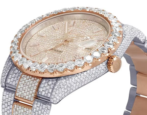 Estilo Popular VVS Moissanite Diamond Dos tonos Mecánico Automático Iced Out Reloj Hip Hop Busto Abajo Tachonado Moda DE LA India - Product Image 3
