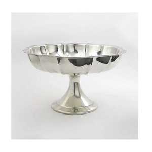 Elegant Silver Scalloped Pedestal Fruit Bowl Fluted Metal Candy Dish <b>Mirror</b> Finish Stainless Steel <b>Table</b> Centerpiece Platter - Product Image 1