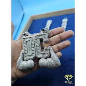 Collar con Colgante de Letra 'DC' Estilo Hip Hop, con Diamantes Cultivados en Laboratorio, Joyería Brillante para Regalo - Product Image 3