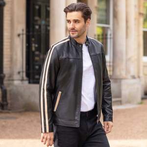 Veste universitaire en cuir véritable tanné végétal durable pour homme, manteau d'hiver matelassé écologique à col montant, logo personnalisé OEM - Product Image 2