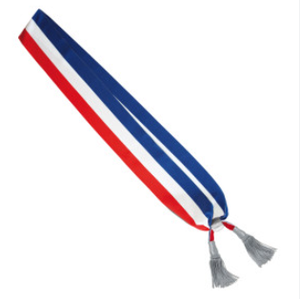 Custom Tricolor Mayor Deputy Sash Red <b>White</b> Blue Scarf with Silver Tassels Ceremonial Event Event Mayor Deputy Style - Product Image 4