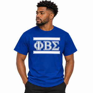 Camiseta de Manga Corta Casual para Hombre, 100% Algodón Ecológico, con Diseño de Letras Griegas Phi Beta Sigma, para Fraternidad Universitaria - Product Image 1
