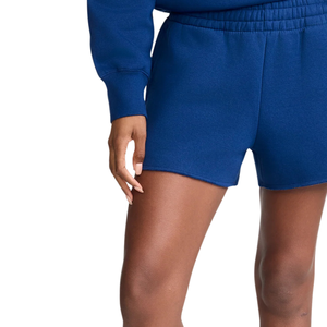 Custom <b>Women's</b> Royal Blue Fleece <b>Shorts</b> Elastic Waist Drawstring Side Pockets Raw Hem Casual Summer Lounge Wear Wholesale <b>Shorts</b> - Product Image 4