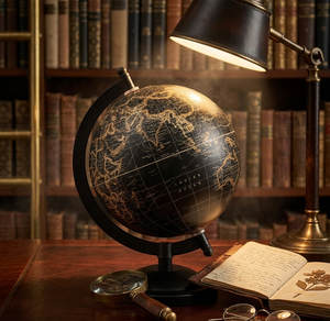 Elegante Globo Terráqueo Decorativo de Sobremesa para Biblioteca y Oficina en Casa, Globo Vintage de Primera Calidad con Ambiente Cálido de Biblioteca - Product Image 1