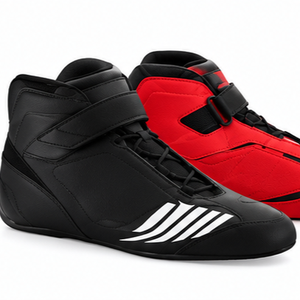 Chaussures de karting montantes, design personnalisé, tige en cuir véritable de haute qualité, semelle extérieure en caoutchouc, fermeture auto-agrippante, légères - Product Image 2