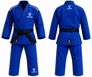 GENTEEL Judo Kimono <b>Blue</b> 100% Cotton Adult Unisex Judo Uniform Regular Fit Durable WIth custom logos - Product Image 1