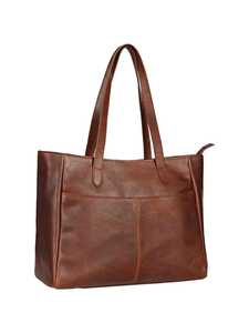 Sac fourre-tout décontracté en cuir véritable, grande capacité, ouverture supérieure, deux bretelles, style classique, usage quotidien, unisexe, marron - Product Image 2