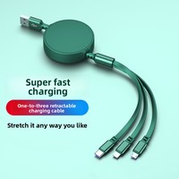 Nouveau câble de charge rapide rétractable 3 en 1 1m 3A Micro USB avec alliage d'aluminium pour téléphone